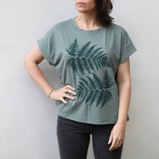 Fern Leaves Alpine Forest Women's Loose Fit Boxy Tee