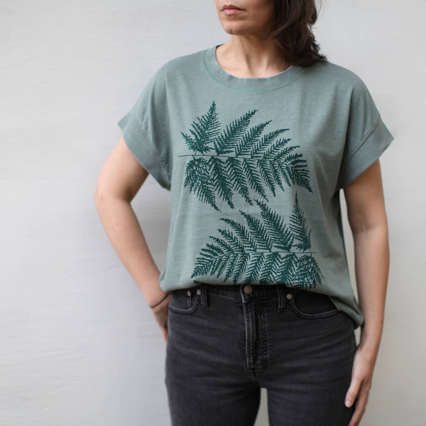 Fern Leaves Alpine Forest Women's Loose Fit Boxy Tee