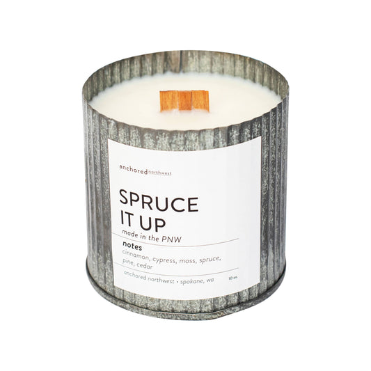 Anchored Northwest - Spruce It up Wood Wick Rustic Farmhouse Soy Candle: 10oz