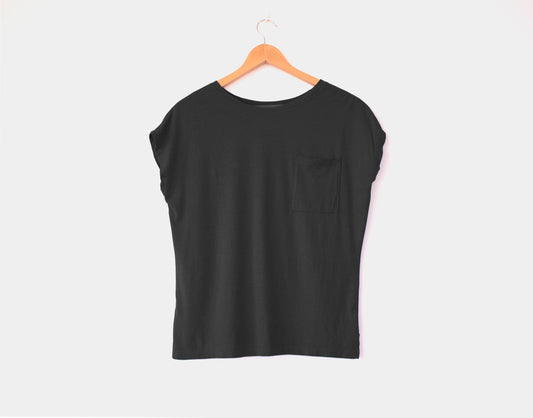 Butter Soft Cotton/Modal Dolman Pocket Tee by Clean Tee Factory