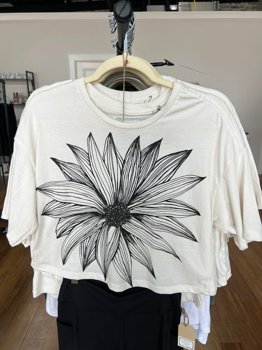 Big Flower Crop Tee by Supermaggie