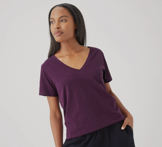 Women's Easy Slub V-Neck Tee | Winter Bloom